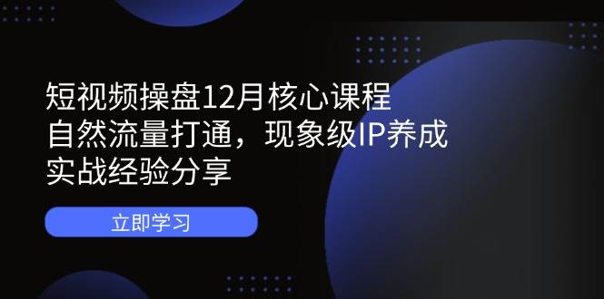短视频操盘12月核心课程：自然流量打通，现象级IP养成，实战经验分享