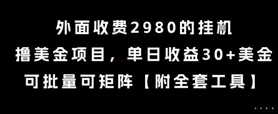 外面收费2980的挂G撸美金项目，单日收益30+美金，可批量可矩阵