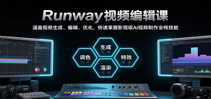 Runway视频编辑课，涵盖视频生成、编辑、优化，快速掌握影视级AI视频制作全栈技能