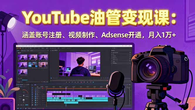 （15987期）2025YouTube油管变现课：涵盖账号注册、视频制作、Adsense开通，月入1万+