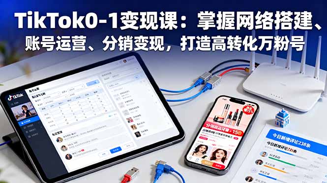 （16334期）TikTok0-1变现课：掌握网络搭建、账号运营、分销变现，打造高转化万粉号