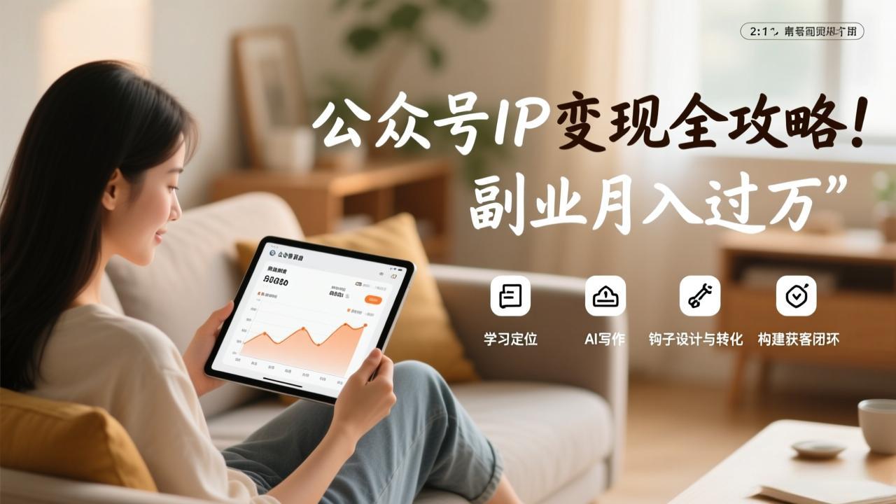 (17275期)公众号IP变现全攻略,学习定位、AI写作、钩子设计与转化,构建获客闭环,副业月入过万