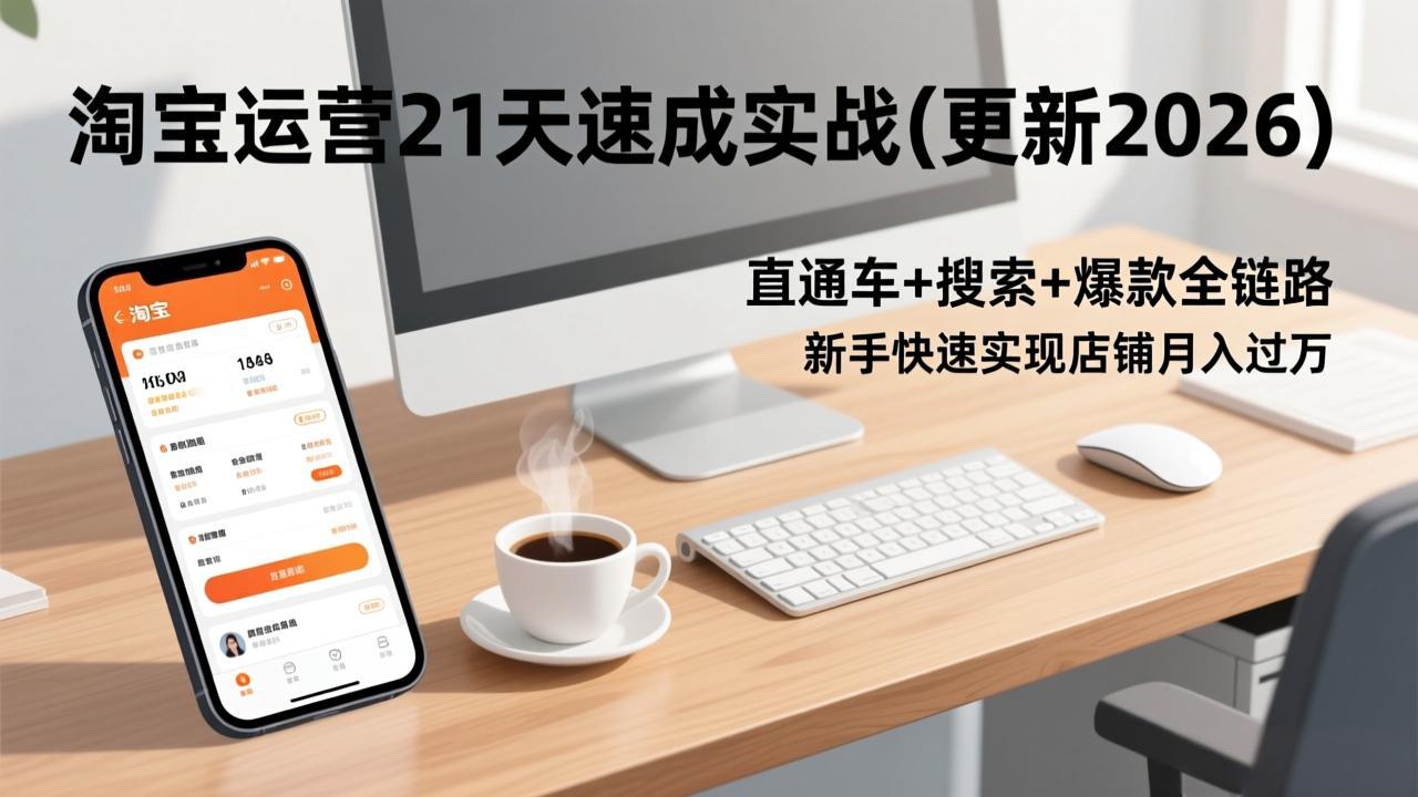 (17806期)淘宝运营21天速成实战(更新3月),直通车+搜索+爆款全链路,新手快速实现店铺月入过万