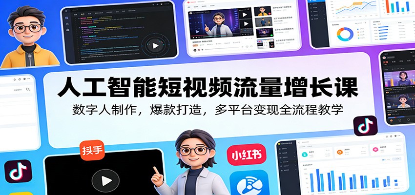 人工智能短视频流量增长课:数字人制作,爆款打造,多平台变现全流程教学