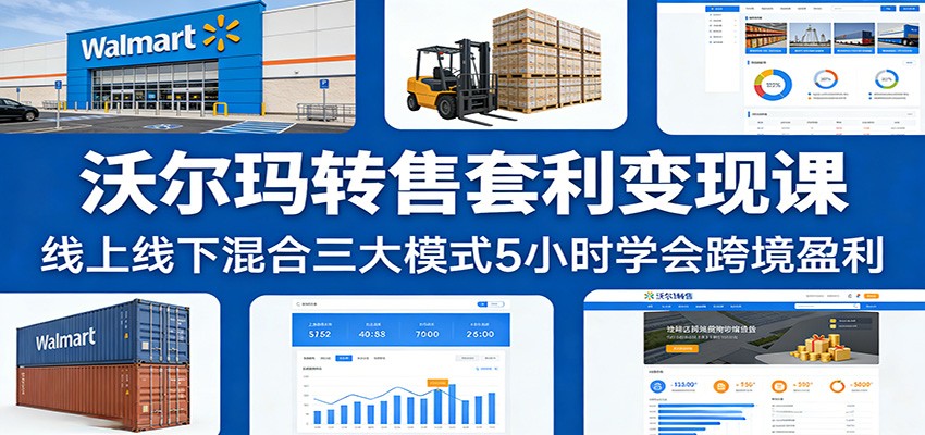 沃尔玛转售套利变现课:线上线下混合三大模式5小时学会跨境盈利