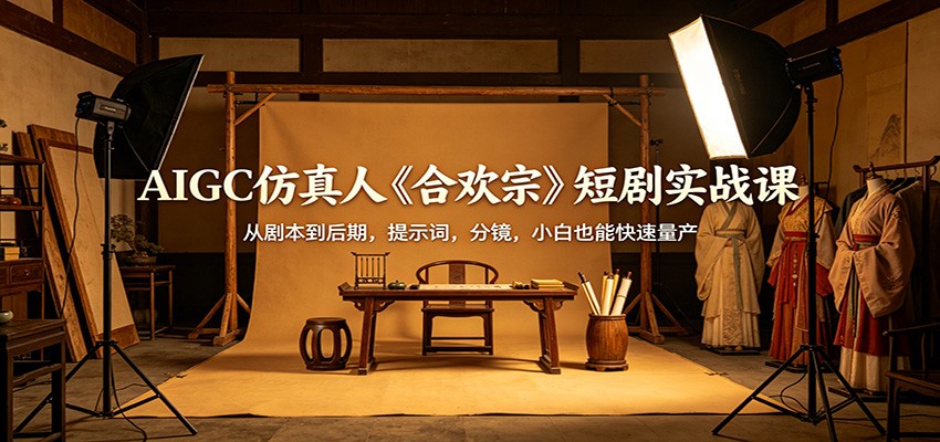 AIGC仿真人《合欢宗》短剧实战课：从剧本到后期，提示词，分镜，小白也能快速量产