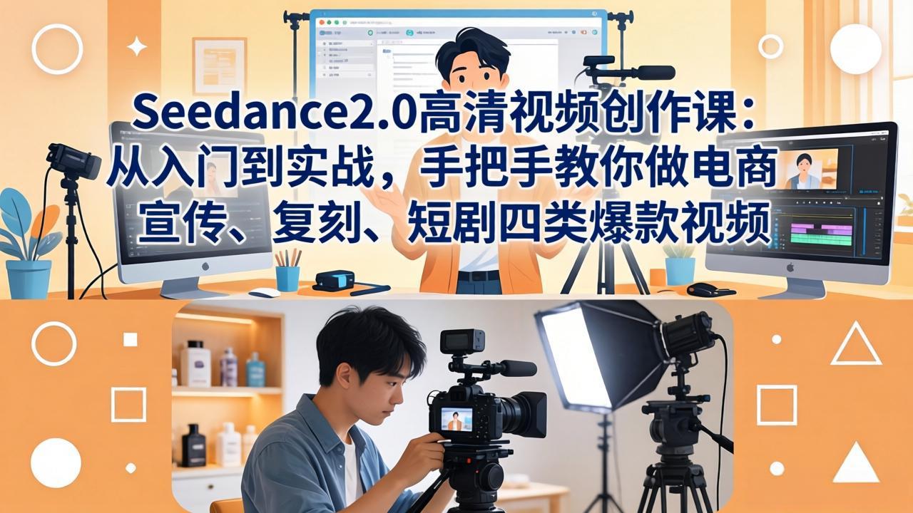 （18019期）Seedance2.0高清视频创作课：从入门到实战，手把手教你做电商、宣传、复刻、短剧四类爆款视频