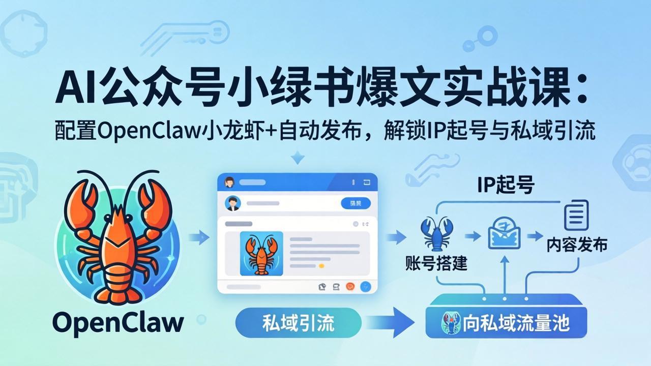 （18132期）AI公众号小绿书变现实战课：小绿书爆文写作+OpenClaw自动发布，解锁IP起号与私域引流