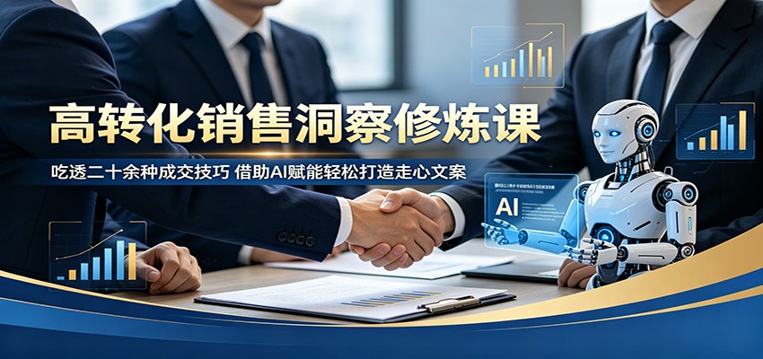 高转化销售洞察修炼课:吃透二十余种成交技巧,借助AI赋能轻松打造走心文案