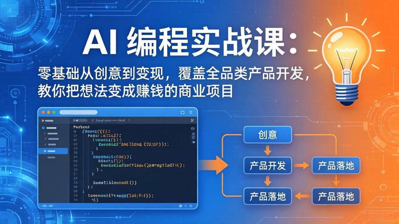 (18631期)AI编程实战课-第三期-5月更新:零基础从创意到变现,覆盖全品类产品开发,把想法变成赚钱项目