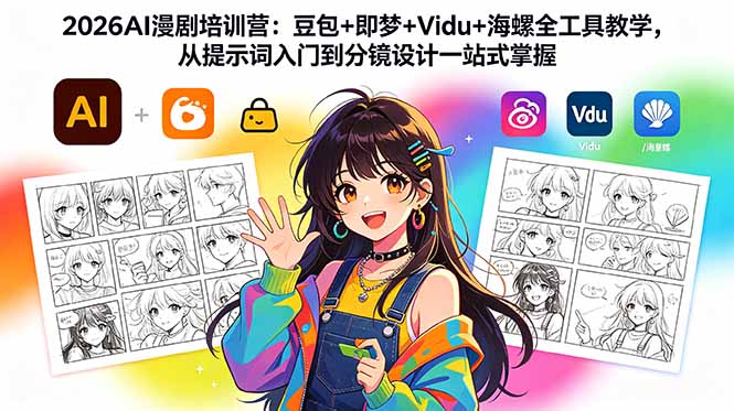 (18607期)2026AI漫剧培训营:豆包+即梦+Vidu+海螺全工具教学,从提示词入门到分镜设计一站式掌握