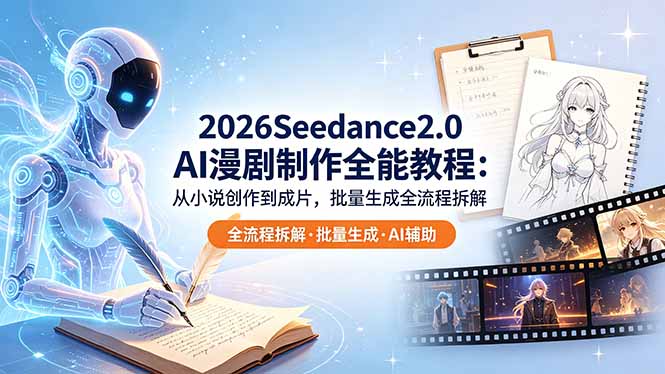 (18537期)2026Seedance2.0 AI制作全能教程:从小说创作到成片,批量生成全流程拆解