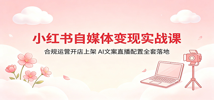 小红书自媒体变现实战课:合规运营开店上架,AI文案直播配置全套落地