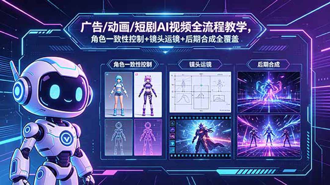 (18453期)广告/动画/短剧AI视频全流程教学,角色一致性控制+镜头运镜+后期合成全覆盖