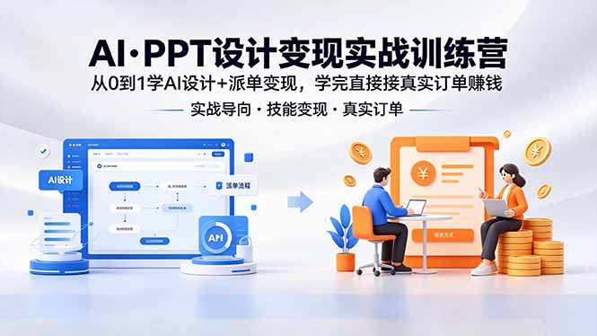 (18457期)AI·PPT设计变现实战训练营,从0到1学AI设计+派单变现,学完直接接真实订单赚钱