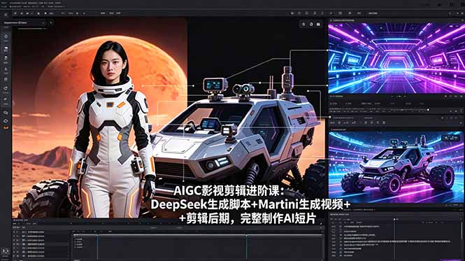 （18475期）AIGC影视剪辑进阶课：DeepSeek生成脚本+Martini生成视频+剪辑后期，完整制作AI短片
