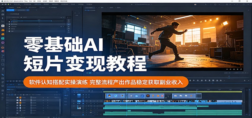 零基础AI短片变现教程:软件认知搭配实操演练,完整流程产出作品稳定获取副业收入
