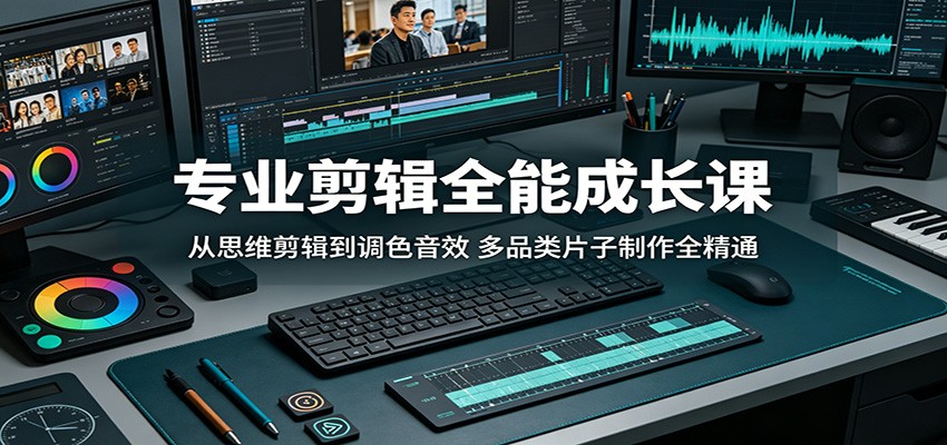 专业剪辑全能成长课:从思维剪辑到调色音效,多品类片子制作全精通