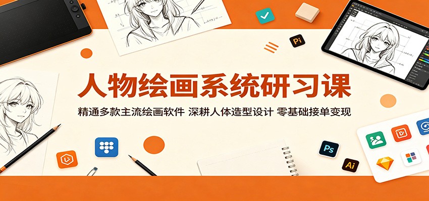人物绘画系统研习课:精通多款主流绘画软件,深耕人体造型设计,零基础接单变现