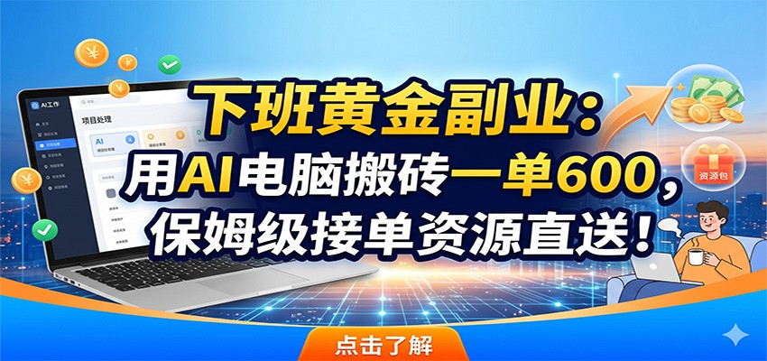 下班黄金副业:用AI电脑搬砖一单600,保姆级接单资源直送!