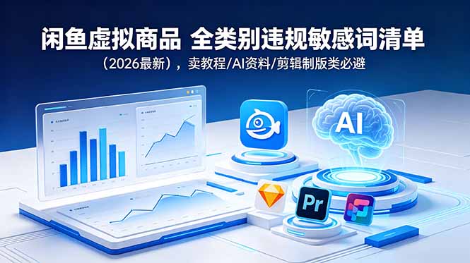 (18961期)闲鱼虚拟商品 全类别违规敏感词清单(2026最新),卖教程/AI资料/剪辑制版类必避