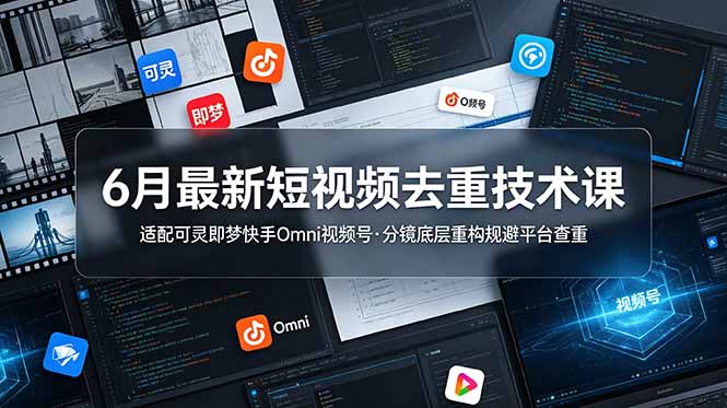 (19031期)6月最新短视频去重技术课,适配可灵即梦快手Omni视频号,分镜底层重构规避平台查重