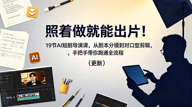 (18694期)照着做就能出片!19节AI短剧导演课,从剧本分镜到对口型剪辑,手把手带你跑通全流程(更新)