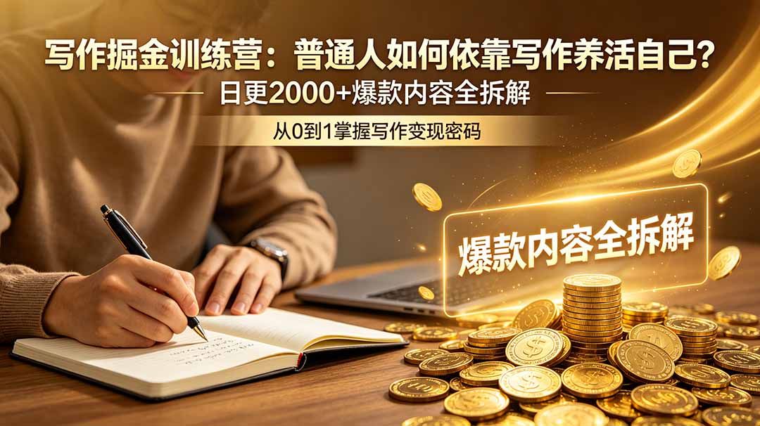 (18901期)写作掘金训练营:普通人如何依靠写作养活自己?日更2000+爆款内容全拆解