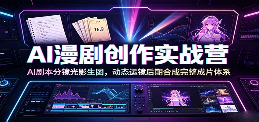 AI漫剧创作实战营:AI剧本分镜光影生图,动态运镜后期合成完整成片体系