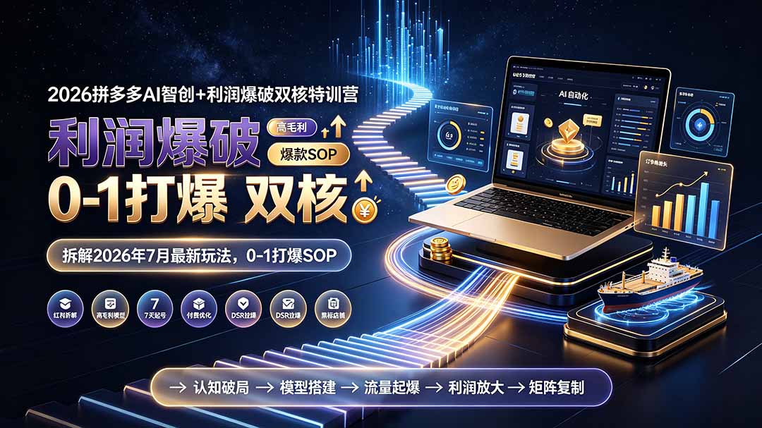 (19391期)2026拼多多AI智创+利润爆破双核特训营-更新:拆解2026年7月最新玩法,0-1打爆SOP (19391期)2026拼多多AI智创+利润爆破双核特训营-更新:拆解2026年7月最新玩法,0-1打爆SOP