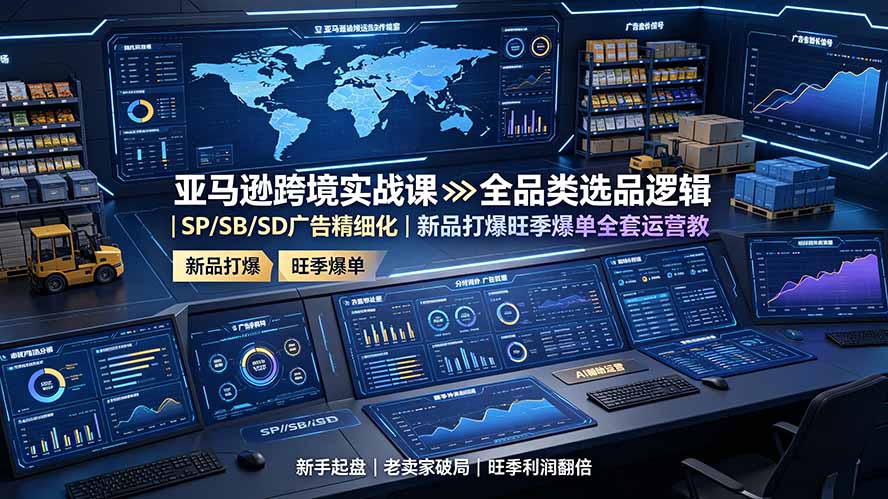 (19352期)亚马逊跨境实战课:全品类选品逻辑|SP/SB/SD广告精细化|新品打爆旺季爆单全套运营教程