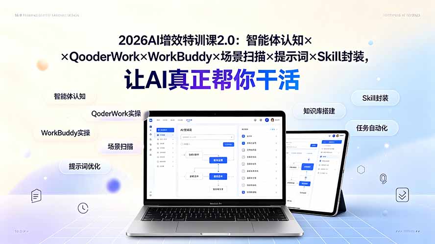 (19368期)2026AI增效特训课2.0:智能体认知×QoderWork×WorkBuddy×场景扫描×提示词×Skill封装,让AI真正帮你干活 (19368期)2026AI增效特训课2.0:智能体认知×QoderWork×WorkBuddy×场景扫描×提示词×Skill封装,让AI真正帮你干活