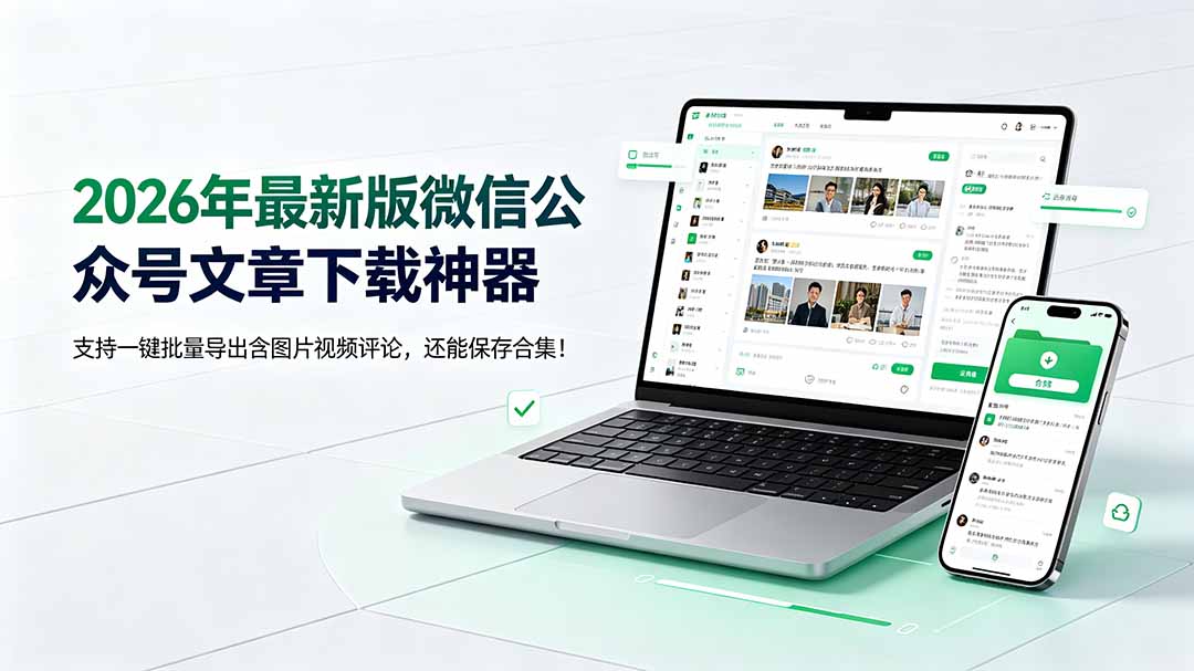 (19486期)2026年最新版微信公众号文章下载神器,支持一键批量导出含图片视频评论,还能保存合集!