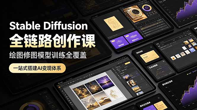 (19154期)Stable Diffusion全链路创作课,绘图修图模型训练全覆盖,一站式搭建AI变现体系