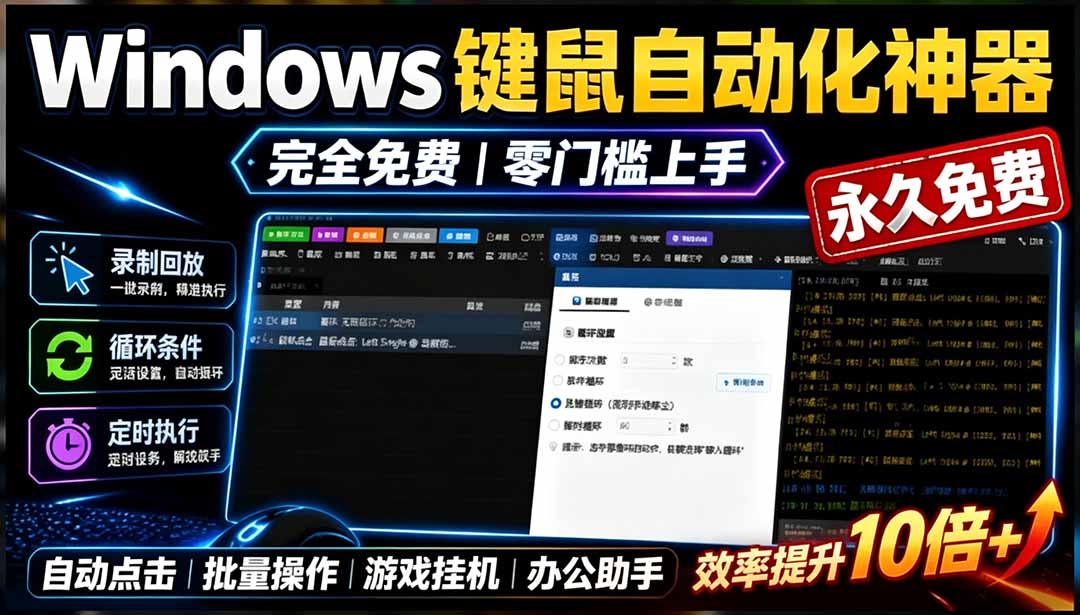 (19423期)专业Windows键鼠自动化工具,免费永久使用,告别重复操作,小白也能快速创建自动化脚本 点点精灵 (19423期)专业Windows键鼠自动化工具,免费永久使用,告别重复操作,小白也能快速创建自动化脚本 点点精灵