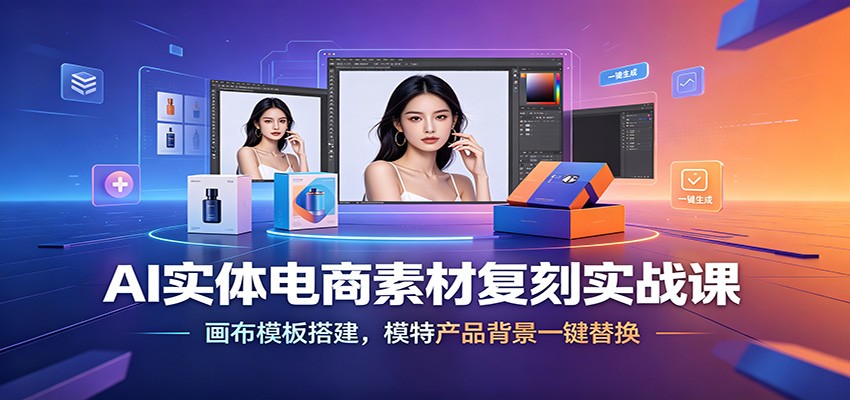 AI实体电商素材复刻实战课:画布模板搭建,模特产品背景一键替换 AI实体电商素材复刻实战课:画布模板搭建,模特产品背景一键替换