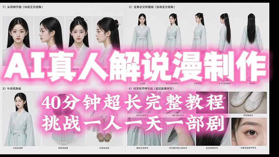 (19508期)2026AI真人解说漫剧制作40分钟超长完整教程:自动批量化制作,挑战一人一天一部剧!