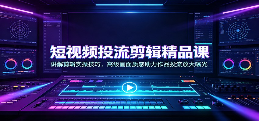 短视频投流剪辑精品课:讲解剪辑实操技巧,高级画面质感助力作品投流放大曝光