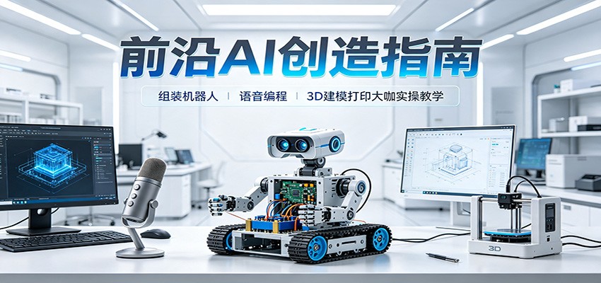 前沿AI创造指南:组装机器人、语音编程、3D建模打印大咖实操教学