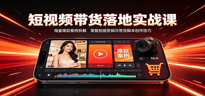 短视频带货落地实战课:海量爆款案例拆解,掌握拍摄剪辑与带货脚本创作技巧