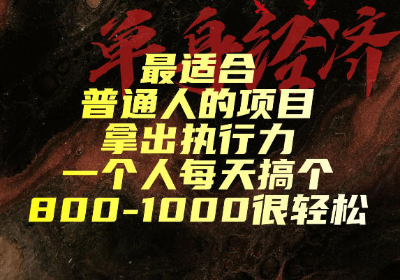 最适合普通人的项目,拿出执行力一个人每天搞个800-1k很轻松