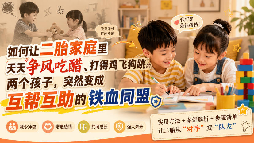 付费文章：如何让二胎家庭里天天争风吃醋、打得鸡飞狗跳的两个孩子，突然变成互帮互助的铁血同盟？