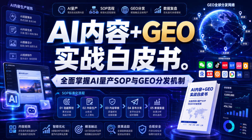 AI内容+GEO实战白皮书,全面掌握AI量产SOP与GEO分发机制【文档】