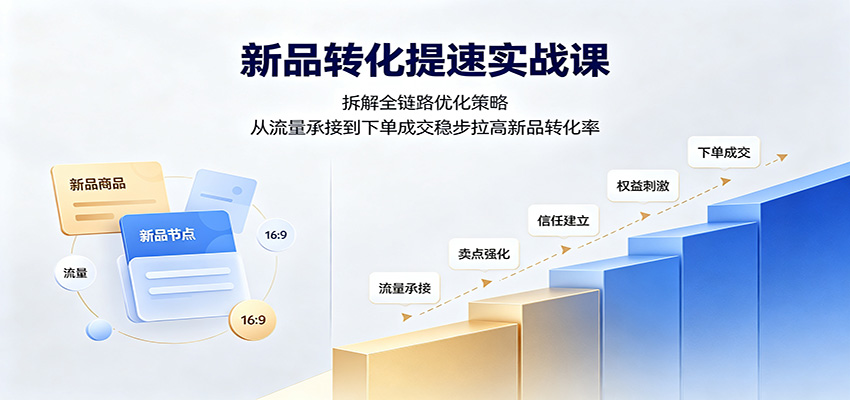 新品转化提速实战课：拆解全链路优化策略，从流量承接到下单成交稳步拉高新品转化率