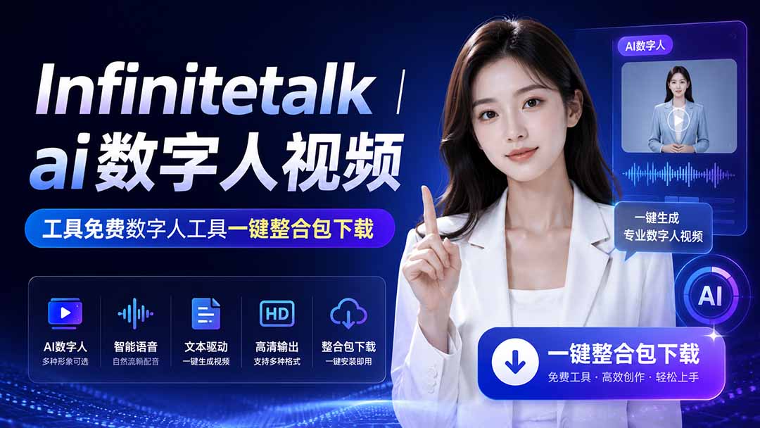 (20008期)Infinitetalk丨ai数字人视频-工具免费数字人工具一键整合包下载