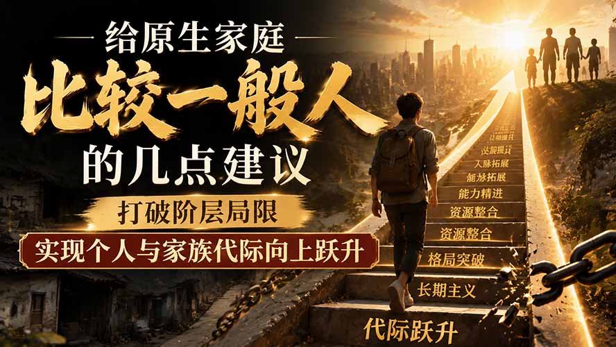 （19708期）付费文章：给原生家庭比较一般人的几点建议，打破阶层局限，实现个人与家族代际向上跃升