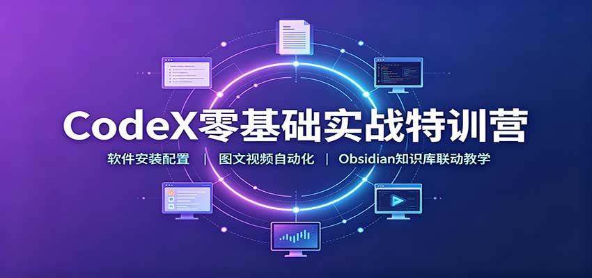 CodeX零基础实战特训营:软件安装配置,图文视频自动化,Obsidian知识库联动教学