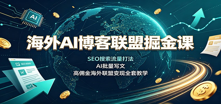 海外AI博客联盟掘金课:SEO搜索流量打法,AI批量写文,高佣金海外联盟变现全套教学