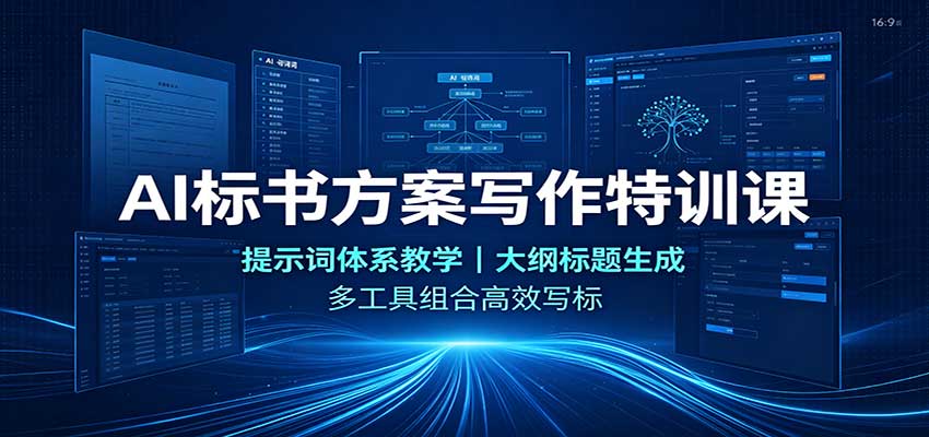 AI标书方案写作特训课：提示词体系教学，大纲标题生成，多工具组合高效写标