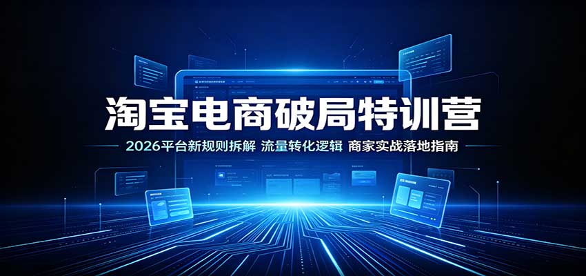 淘宝电商破局特训营:2026平台新规则拆解,流量转化逻辑,商家实战落地指南